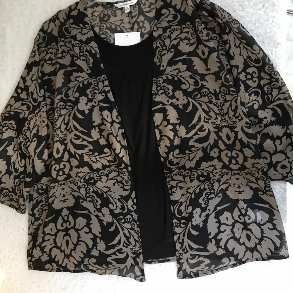 Croft & Barrow 2 Piece Top XL NWT Black & Tan